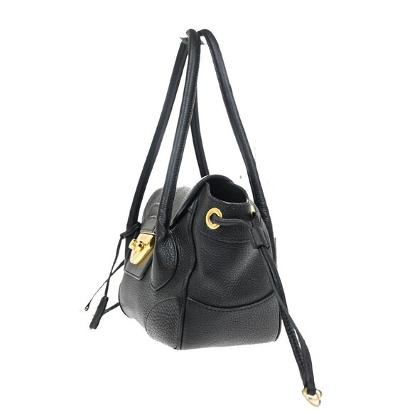 PRADA Logo Tessuto Shoulder Hand Bag Leather Black GHW 76EF401 - Picture 2 of 16